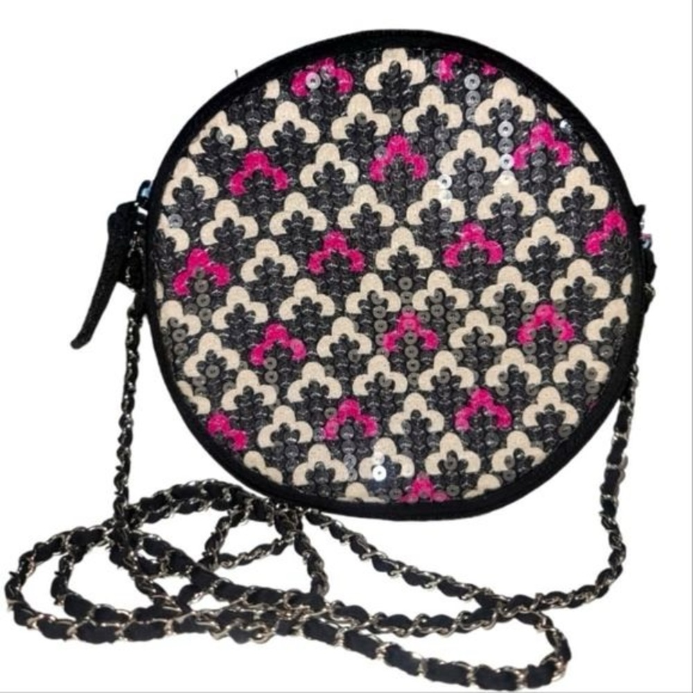 Vera Bradley Black and Pink Sequin Round Bag